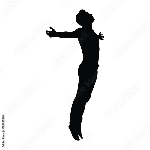 Silhouette of a Man with Arms Outstretched Keywords: man, silhouette, arms outstretched, open