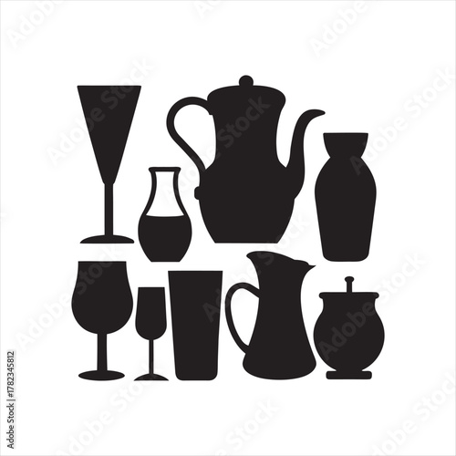 set of vases and glass