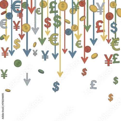 Falling Currencies Economic Recession and Financial Downturn Illustration