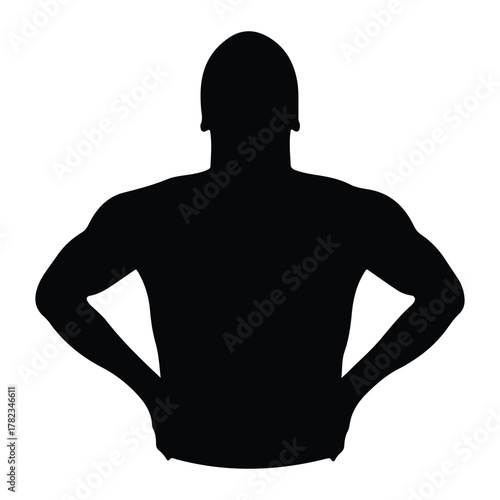 Silhouette of a man with hands on hips male person