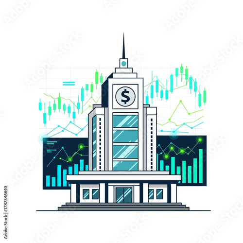 Banking Institution with Stock Market Graph, Investment and Financial Analysis