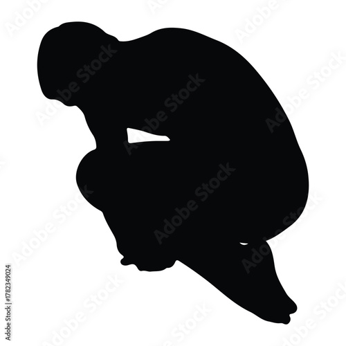 Silhouette of a person in a fetal position Keywords: silhouette, person, human, figure, shape