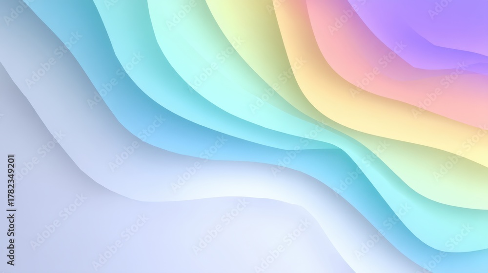 Obraz premium Soft Colorful Layers of Abstract Paper Design with Gentle Curves and Gradient Shades for Creative Backgrounds and Artistic Projects