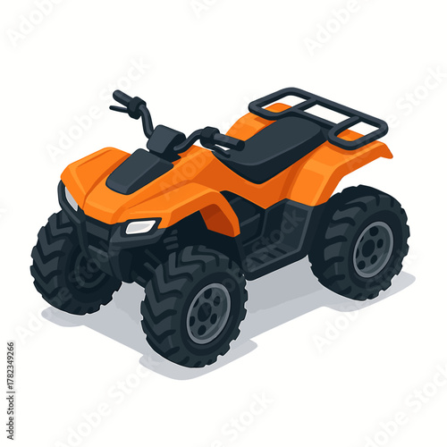Vibrant Orange ATV Illustration A Detailed Vector Image of an All-Terrain Vehicle