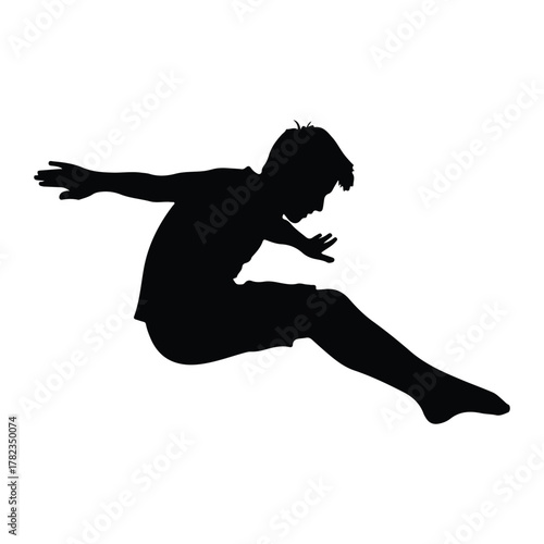 Silhouette of a person jumping with arms outstretched