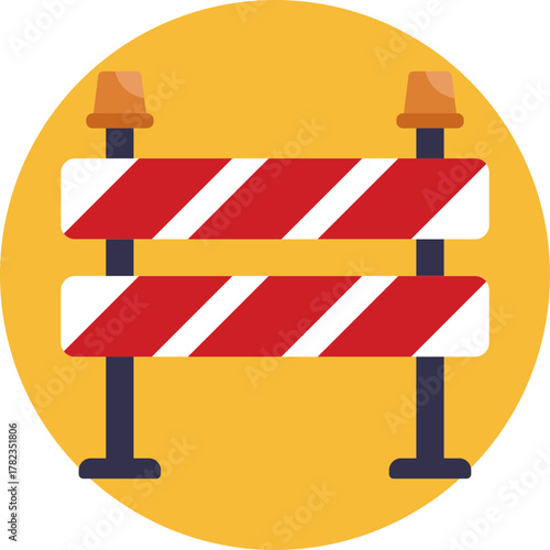 A construction barrier signaling restricted access or ongoing work.