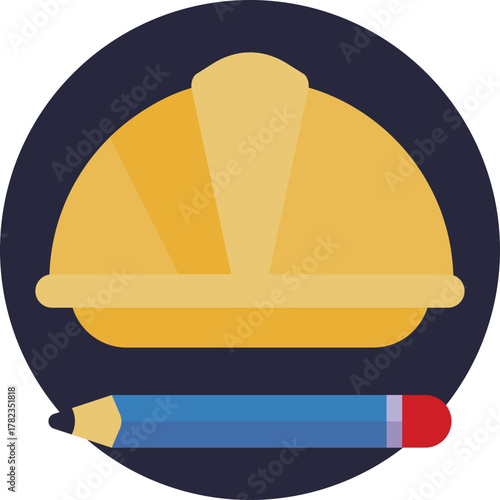 Hard hat symbolizing workplace safety and ongoing projects.