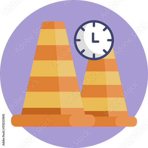 Warning cone indicating ongoing work or restricted zones.