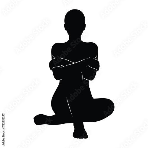Silhouette of a seated person with arms crossed human