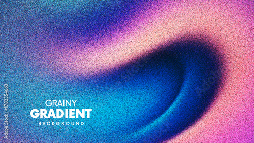 Soft twisted grainy gradient created from thousands of individual dots with vivid blue magenta blending in smooth motion. Dreamy grainy gradient with fluid circular motion and colorful light diffusion