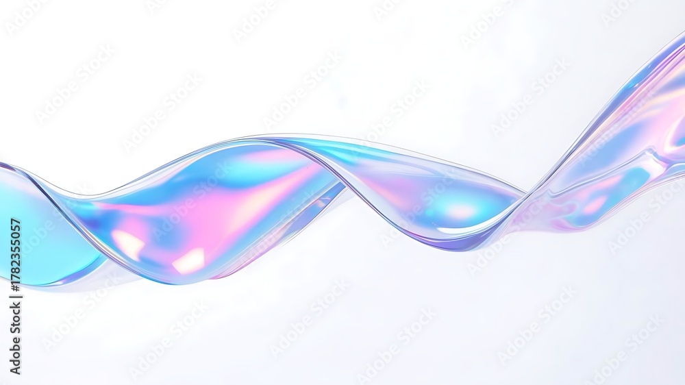 Naklejka premium Holographic Fluid Wave Background: Abstract Iridescent Chromatic Flow