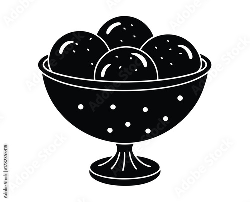 Black and white ice cream sundae drawing vector illustration design