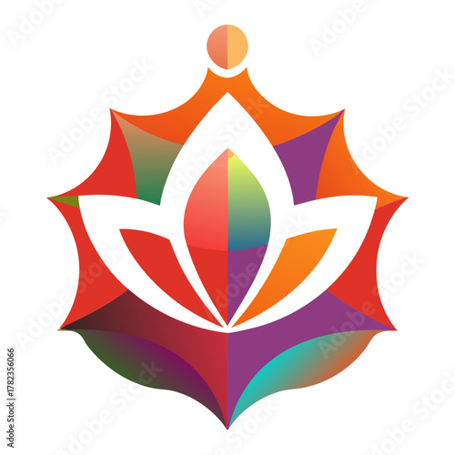 Vibrant lotus flower illustration in bold colors, perfect for yoga studios, wellness brands, or spiritual retreats with a modern, eye-catching design