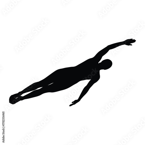Silhouette of a swimmer in freestyle stroke swimming