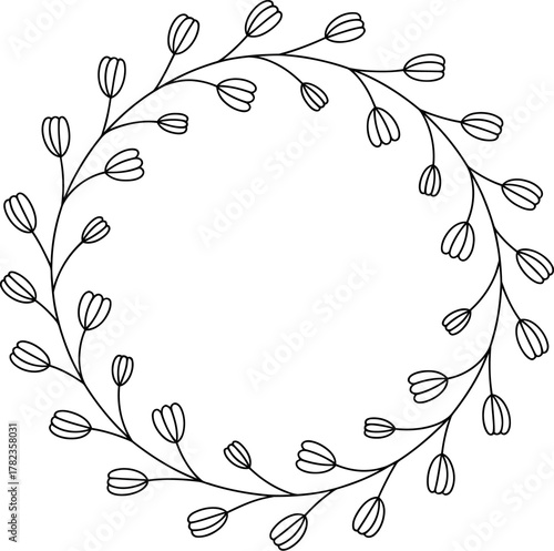 Elegant floral wreath with delicate buds creating a natural frame for invitations or announcements