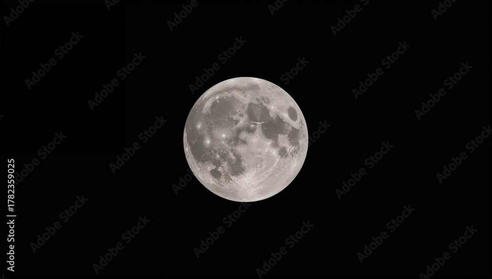 Obraz premium Black background featuring a full moon, creating a dramatic night sky atmosphere