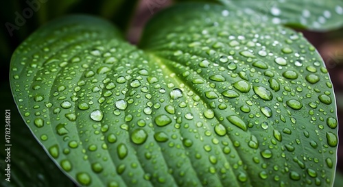 Leaf Adorned with Dew - A Close-Up of Natures Beauty.