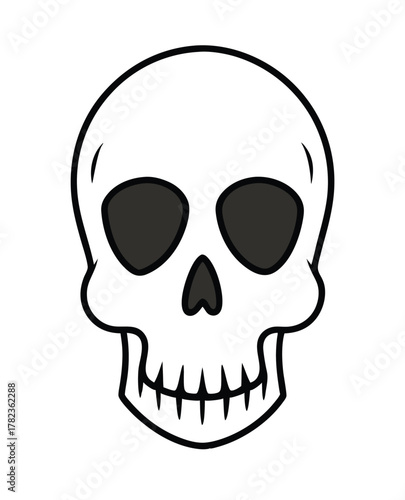 Cartoon Skull Illustration Isolated on White Background Creepy and Scary