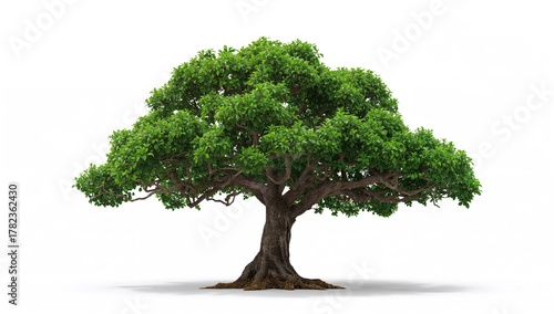 Green tropical tree on a wh...