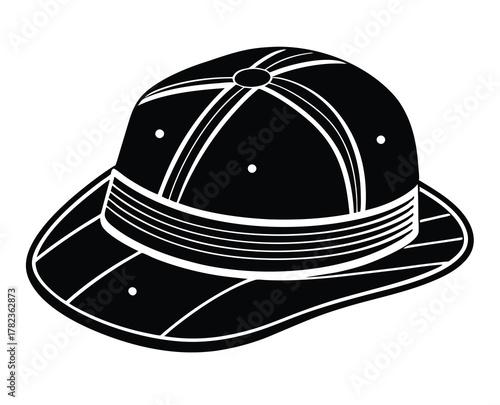 Classic Pith Helmet Silhouette Illustration for Adventure and Exploration Design