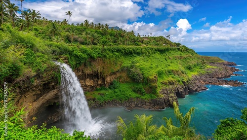 Lush Tropical Waterfall Sur...