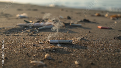 Cigarette waste discarded i...