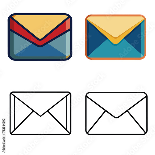 set of vector mail icons