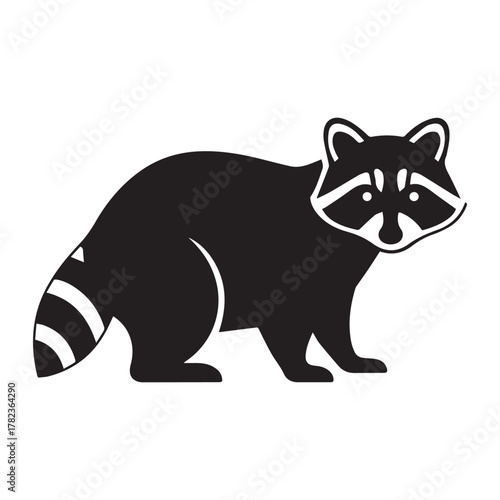 Black Silhouette of a Raccoon animal wildlife