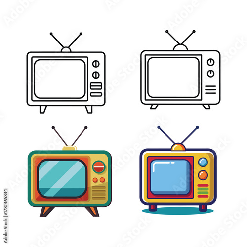retro television set victor illustration