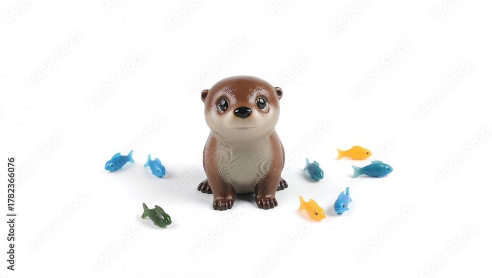 Obraz premium Small otter creature on a plain white background