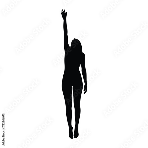 Silhouette of a woman reaching upwards with one arm