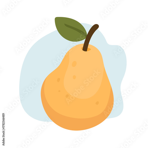 Golden pear illustration radiating natural elegance, pear symbol of simplicity and nutrition, pear art promoting healthy lifestyle, minimalist design, and organic food concept visuals.