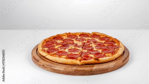 Spicy pepperoni pizza serve...