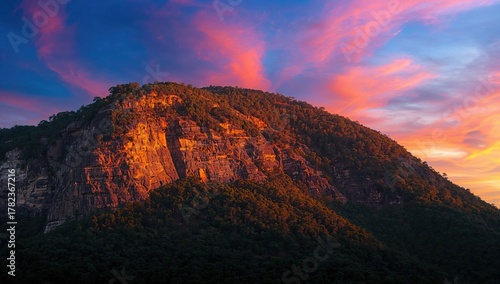 Mountain covered in trees w...