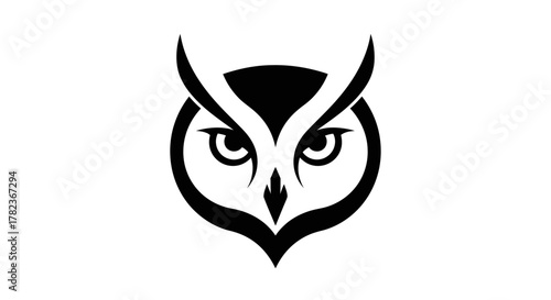 A stylized black owl logo with large, piercing eyes and prominent ear tufts on a white background.
