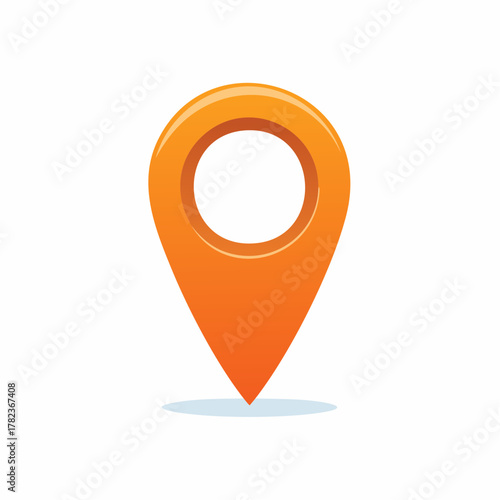 Vector Orange Map Pointer Isolated Represents Navigation Route and Location