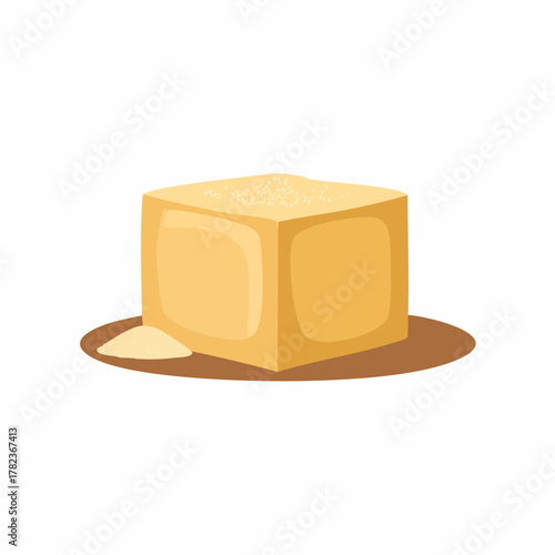 Simple yellow food block with white sprinkles graphic illustration