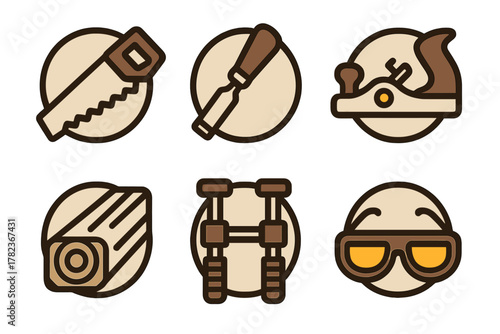 Tools of craftsmanship used in woodworking for making furniture and home decor items