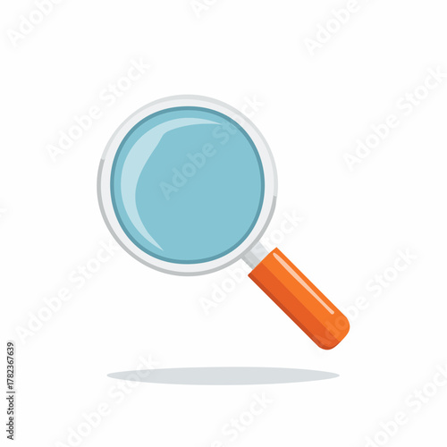 Simple Magnifying Glass Icon with Orange Handle