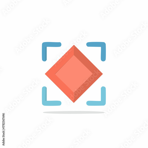 Abstract geometric shape with corner brackets indicating selection or focus