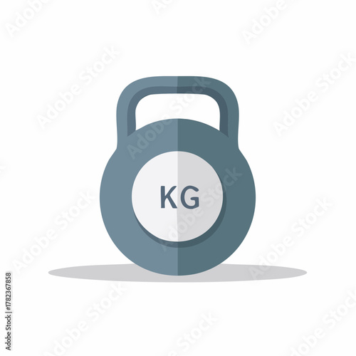 Flat design kettlebell with KG weight marking for fitness training and exercise