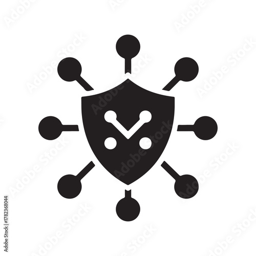Network Shield Connection Cyber Security Safety Icon