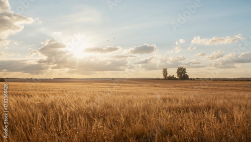 Golden wheat field glowing ...