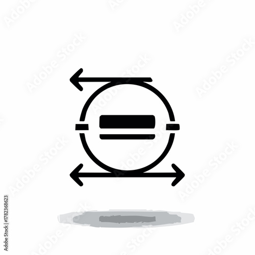 Circular arrow symbol representing balance and exchange with a horizontal line element