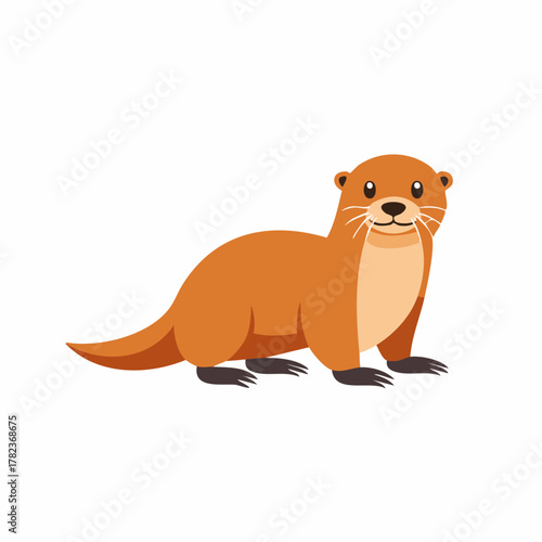 Cartoon otter illustration. Adorable mammal with brown fur standing upright.