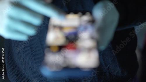 スマートフォンでSNSをチェックする手元のスローモーションクローズアップ動画