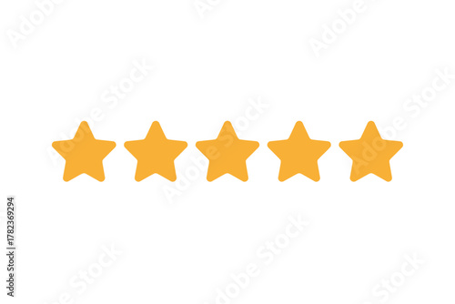 Five gold stars representing excellent customer satisfaction and top quality service on a white background
