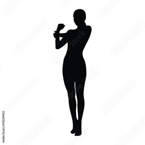 Silhouette of a woman stretching her arms fitness exercise