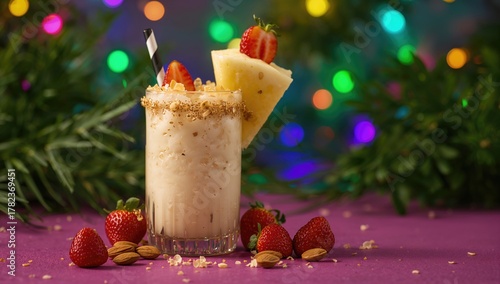 Pina colada cocktail adorne...