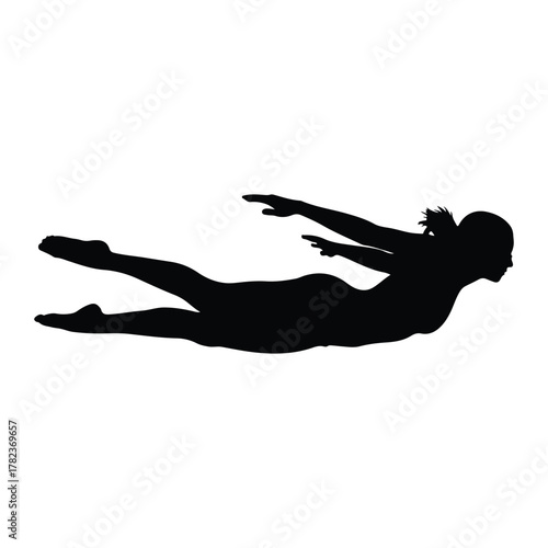 Silhouette of a woman swimming breaststroke female